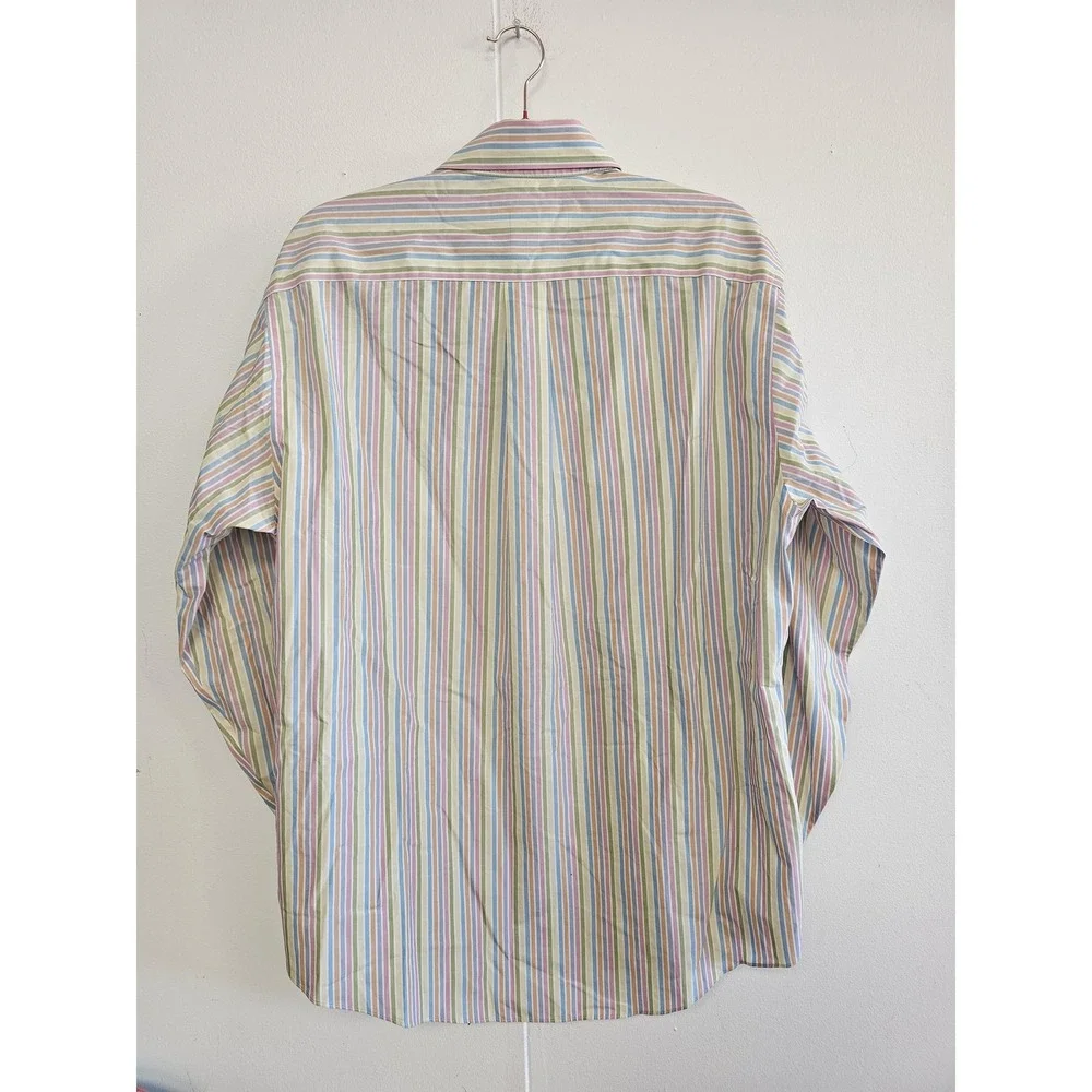 Brooks Brothers Shirt Mens Medium Multicolor Stripe Non Iron Dress Long Sleeve